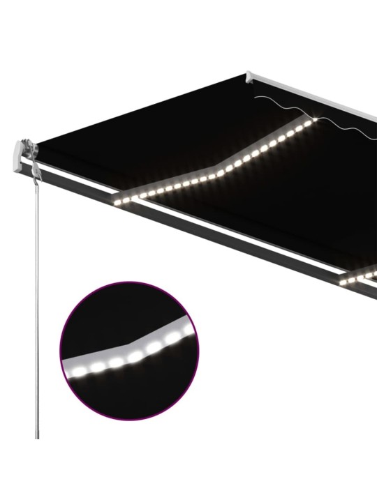 Ručně zatahovací markýza s LED světlem 400 x 300 cm antracitová