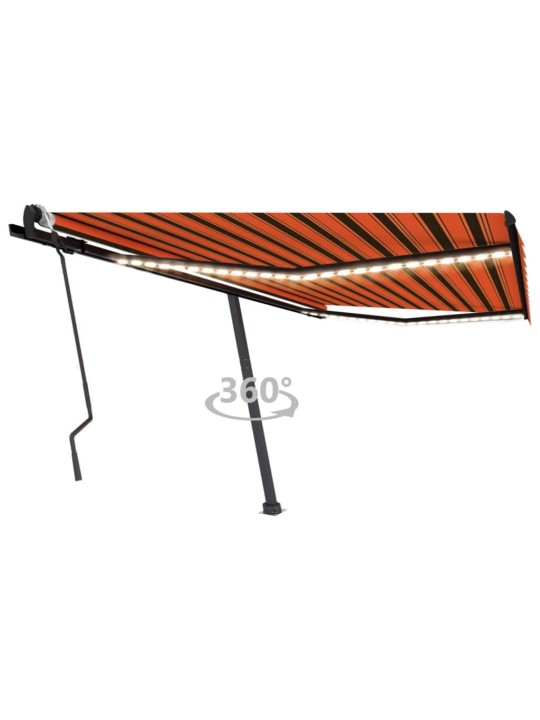 Ručně zatahovací markýza s LED světlem 400x300 cm oranžovohnědá