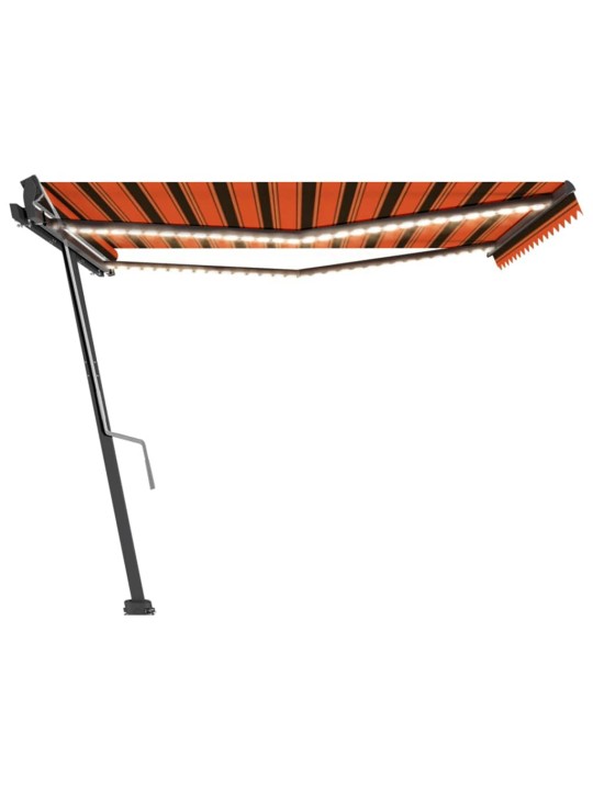 Ručně zatahovací markýza s LED světlem 400x300 cm oranžovohnědá
