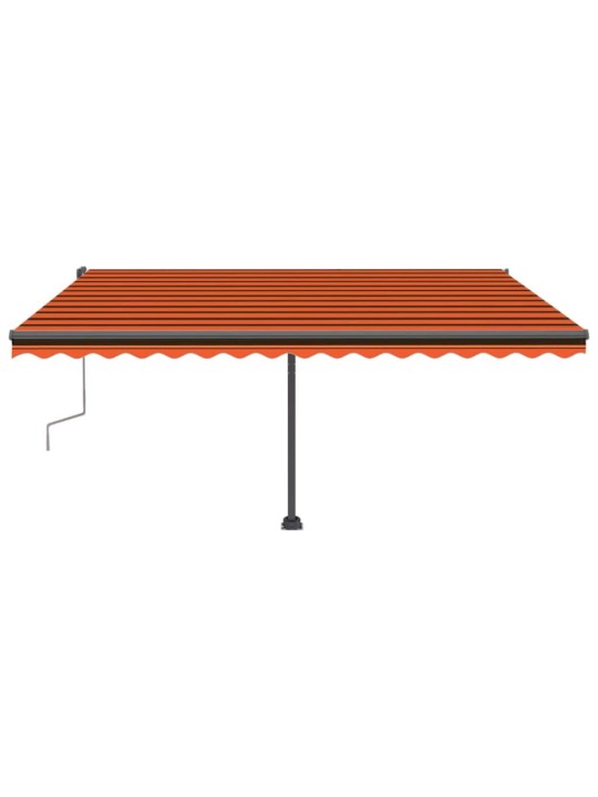 Ručně zatahovací markýza s LED světlem 400x300 cm oranžovohnědá