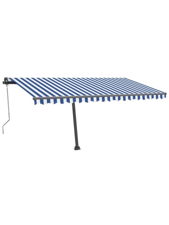 Automatická markýza LED a senzor větru 400 x 300 cm modrobílá