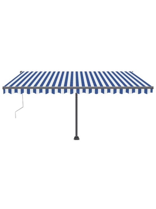 Automatická markýza LED a senzor větru 400 x 300 cm modrobílá