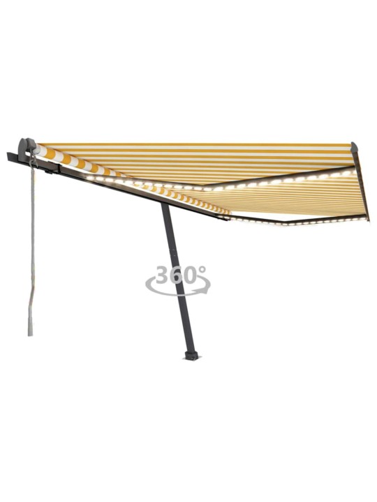 Automatická markýza LED a senzor větru 400 x 300 cm žlutá/bílá
