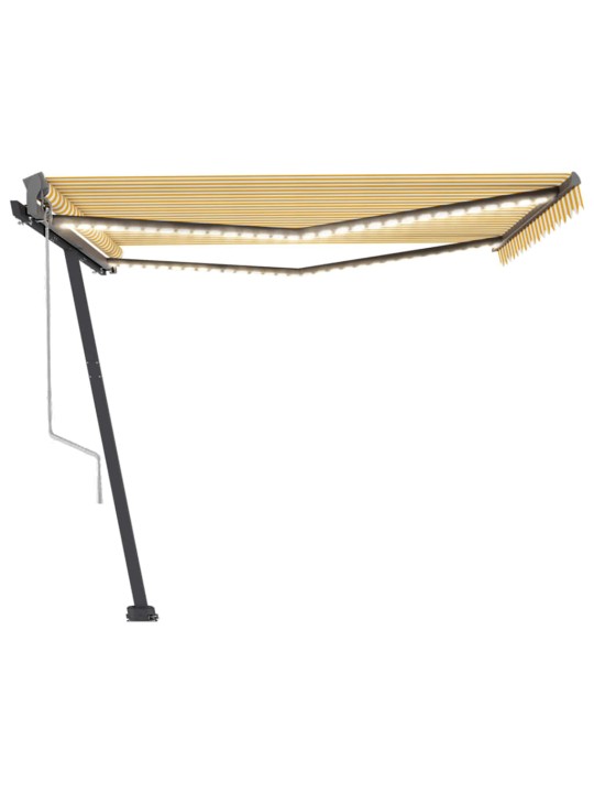 Automatická markýza LED a senzor větru 400 x 300 cm žlutá/bílá