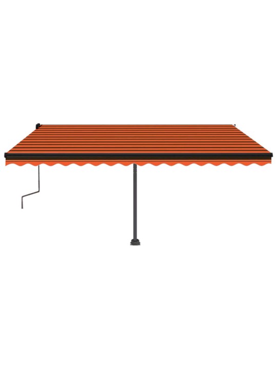 Volně stojící ručně zatahovací markýza 450x300 cm oranžovohnědá