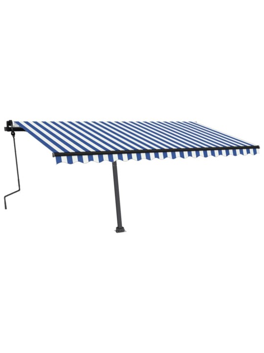 Ručně zatahovací markýza s LED světlem 450 x 300 cm modrobílá