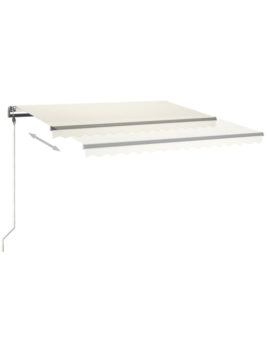 Ručně zatahovací markýza s LED světlem 450 x 300 cm krémová