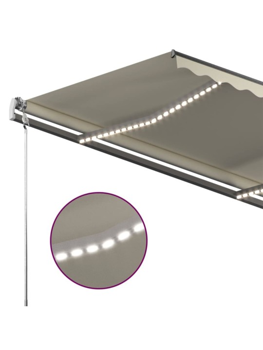 Ručně zatahovací markýza s LED světlem 450 x 300 cm krémová