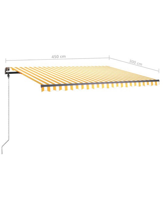 Ručně zatahovací markýza s LED světlem 450 x 300 cm žlutobílá