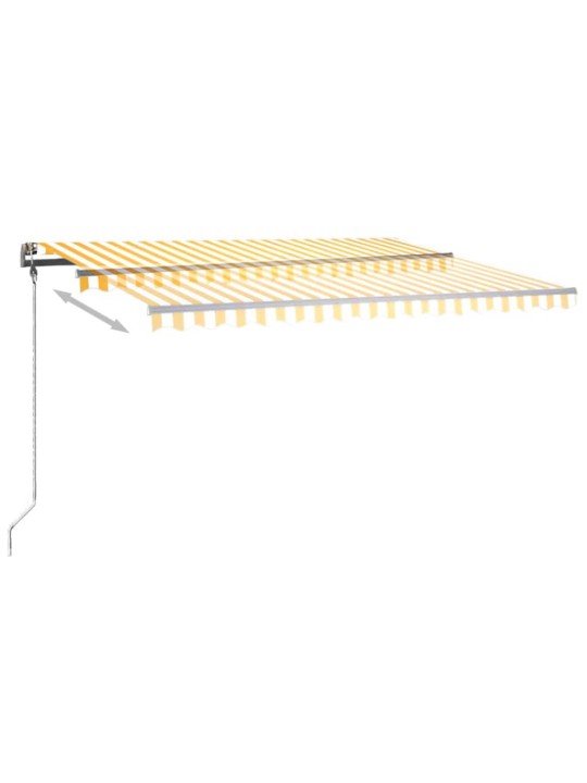 Ručně zatahovací markýza s LED světlem 450 x 300 cm žlutobílá