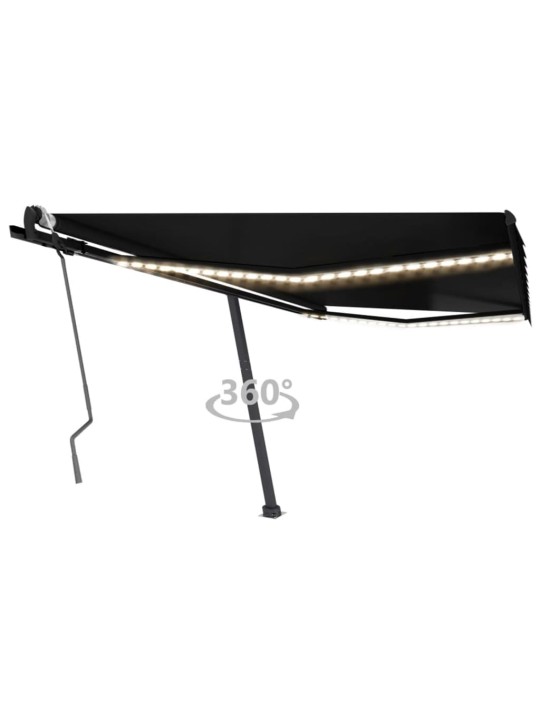 Ručně zatahovací markýza s LED světlem 450 x 300 cm antracitová