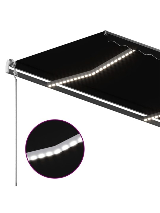 Ručně zatahovací markýza s LED světlem 450 x 300 cm antracitová