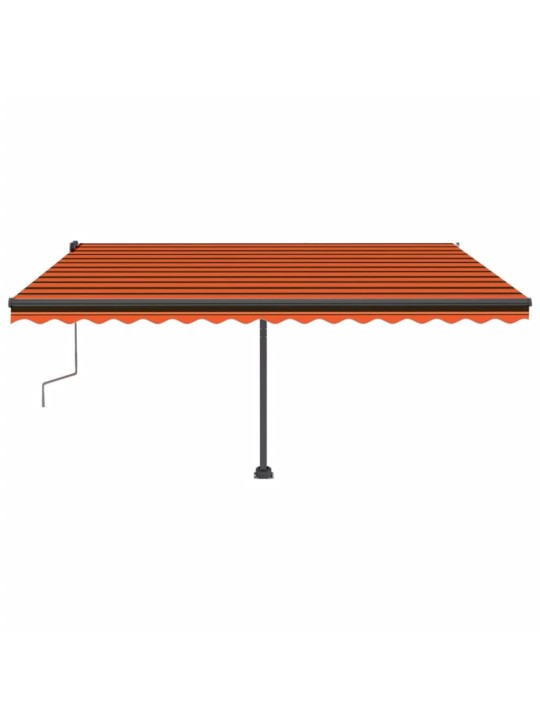 Ručně zatahovací markýza s LED světlem 450x300 cm oranžovohnědá