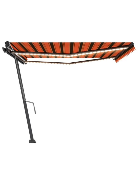 Ručně zatahovací markýza s LED světlem 450x300 cm oranžovohnědá