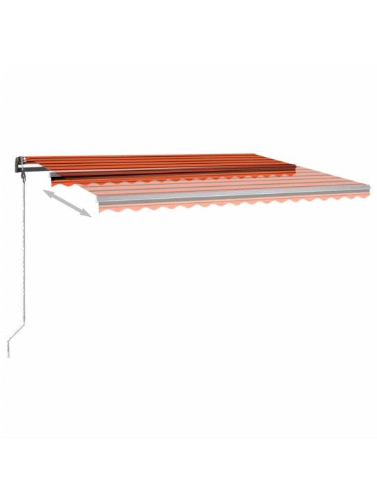 Ručně zatahovací markýza s LED světlem 450x300 cm oranžovohnědá