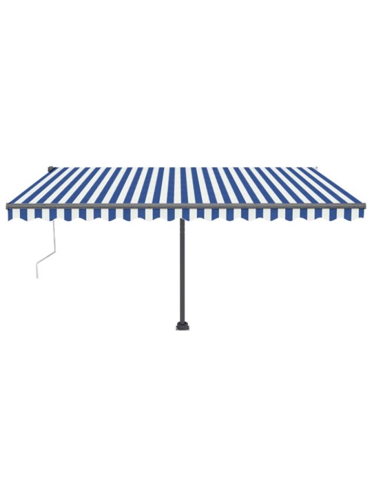 Automatická markýza LED a senzor větru 450 x 300 cm modrobílá