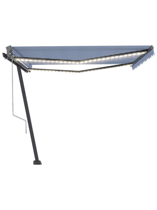 Automatická markýza LED a senzor větru 450 x 300 cm modrobílá