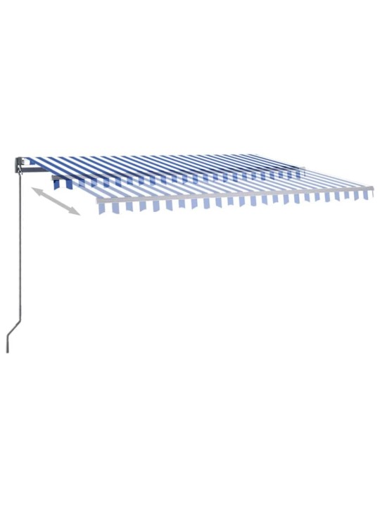 Automatická markýza LED a senzor větru 450 x 300 cm modrobílá