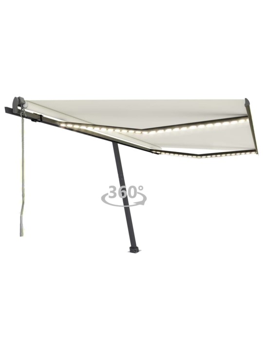Automatická markýza LED a senzor větru 450 x 300 cm krémová