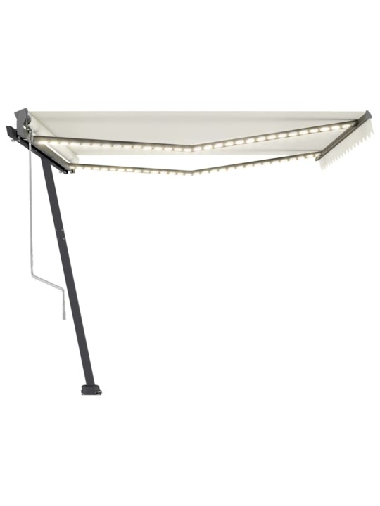 Automatická markýza LED a senzor větru 450 x 300 cm krémová