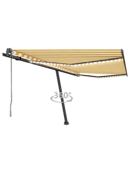Automatická markýza LED a senzor větru 450 x 300 cm žlutá/bílá