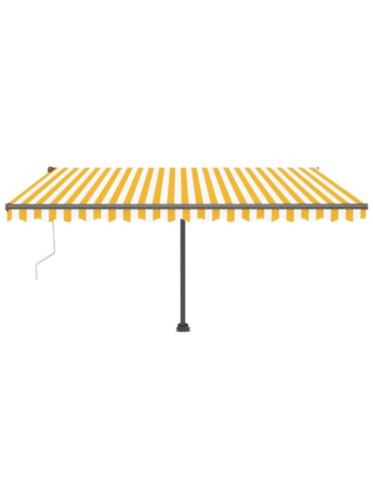 Automatická markýza LED a senzor větru 450 x 300 cm žlutá/bílá