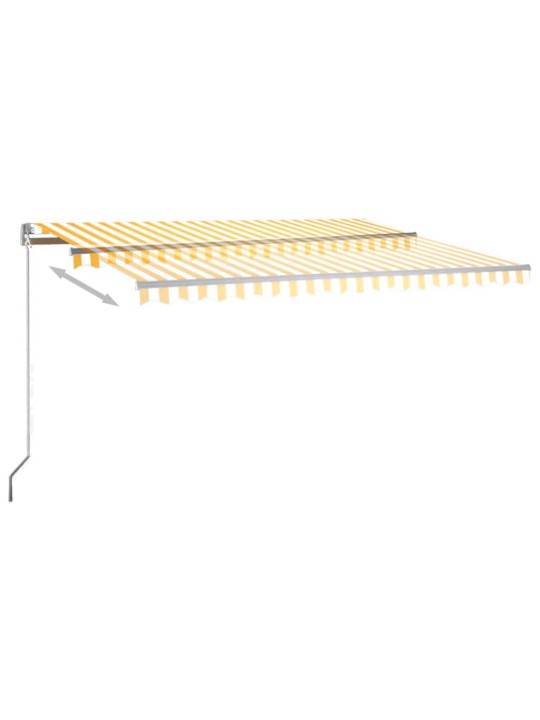 Automatická markýza LED a senzor větru 450 x 300 cm žlutá/bílá