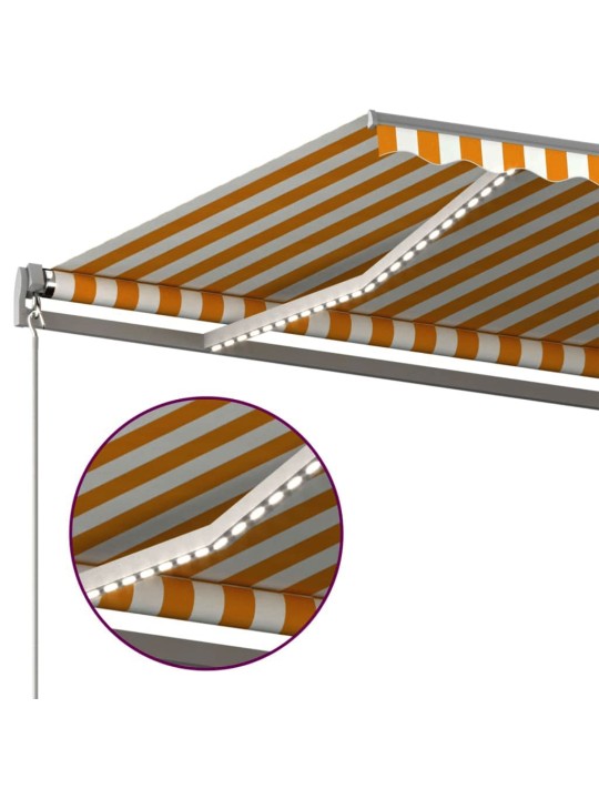 Automatická markýza LED a senzor větru 450 x 300 cm žlutá/bílá
