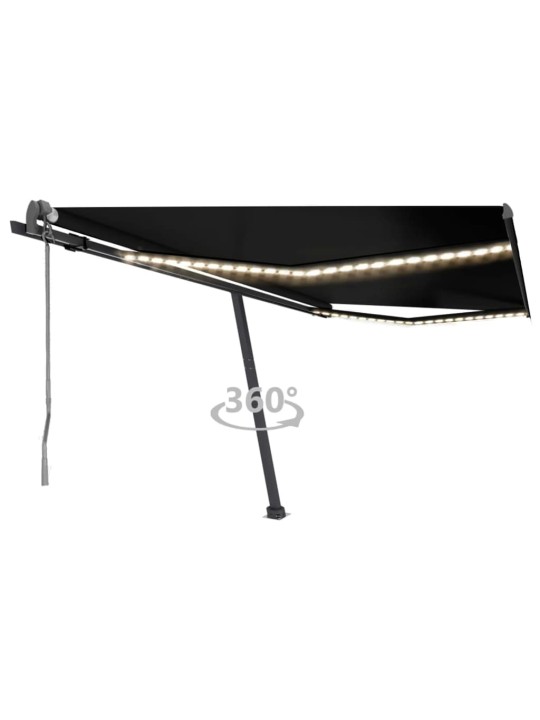Automatická markýza LED a senzor větru 450 x 300 cm antracitová