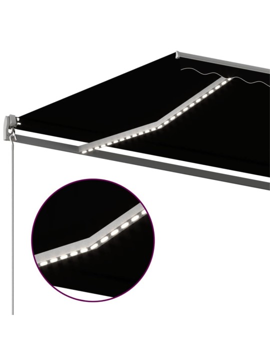 Automatická markýza LED a senzor větru 450 x 300 cm antracitová