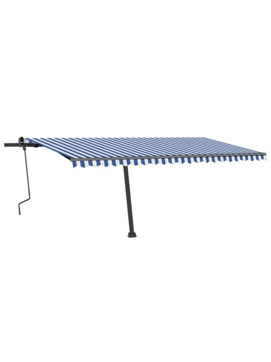 Ručně zatahovací markýza s LED světlem 500x300 cm modrá a bílá