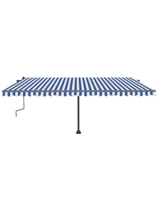 Ručně zatahovací markýza s LED světlem 500x300 cm modrá a bílá