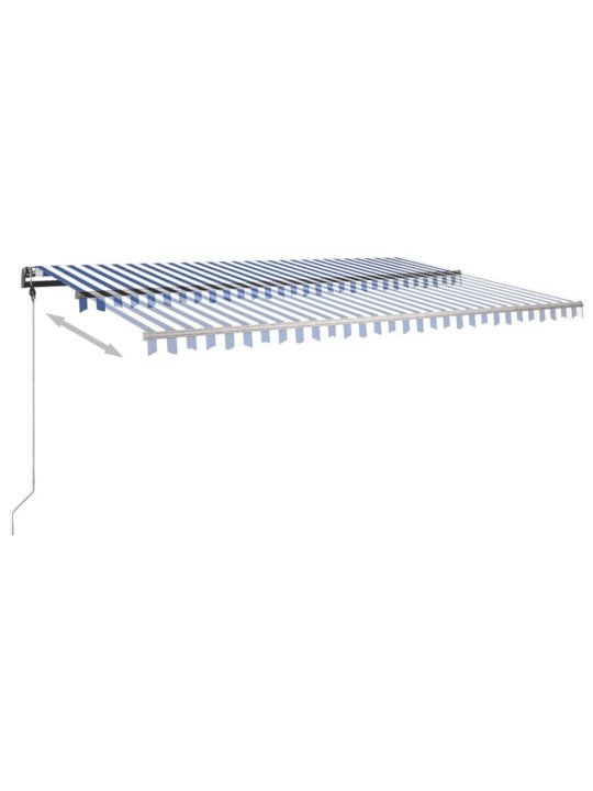 Ručně zatahovací markýza s LED světlem 500x300 cm modrá a bílá