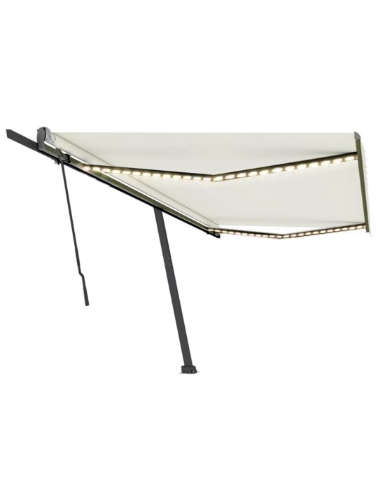 Ručně zatahovací markýza s LED světlem 500 x 300 cm krémová