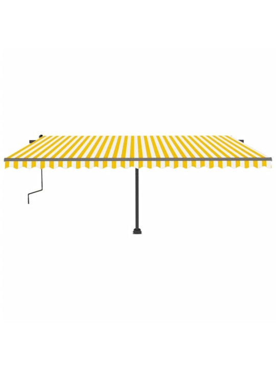 Ručně zatahovací markýza s LED světlem 500 x 300 cm žlutobílá