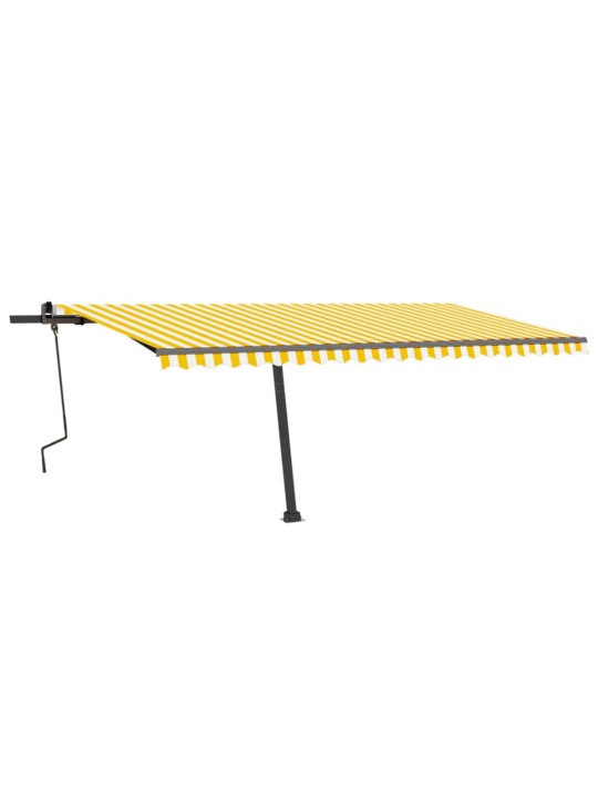 Ručně zatahovací markýza s LED světlem 500 x 300 cm žlutobílá