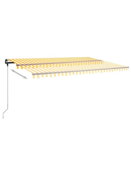 Ručně zatahovací markýza s LED světlem 500 x 300 cm žlutobílá