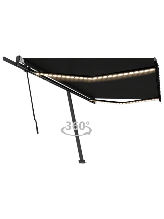 Ručně zatahovací markýza s LED světlem 500 x 300 cm antracitová