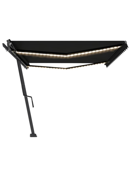 Ručně zatahovací markýza s LED světlem 500 x 300 cm antracitová
