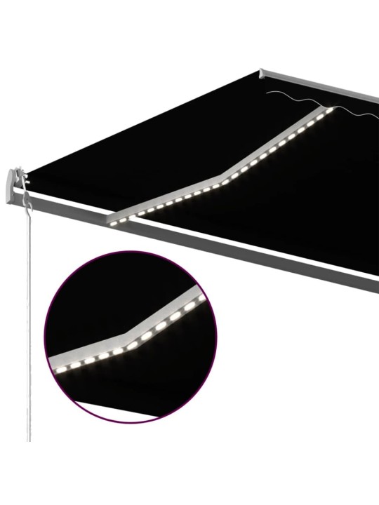 Ručně zatahovací markýza s LED světlem 500 x 300 cm antracitová