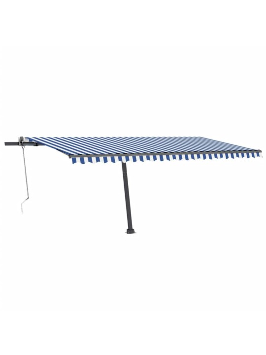 Automatická markýza LED a senzor větru 500 x 300 cm modrobílá