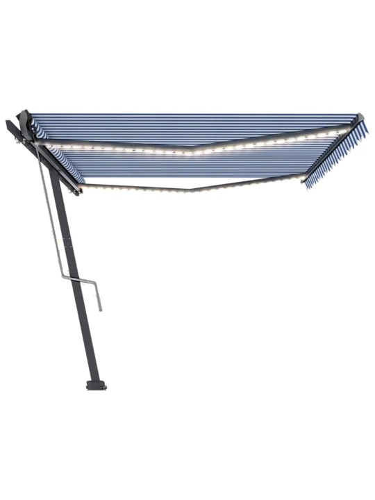 Automatická markýza LED a senzor větru 500 x 300 cm modrobílá