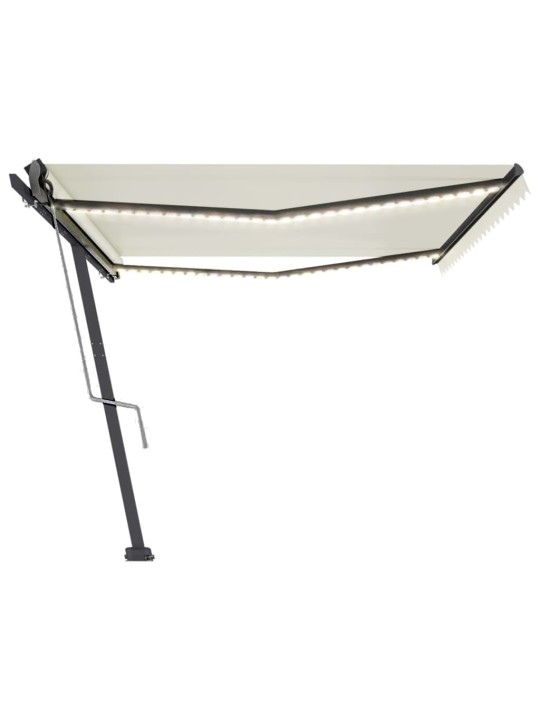 Automatická markýza LED a senzor větru 500 x 300 cm krémová