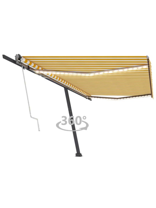 Automatická markýza LED a senzor větru 500 x 300 cm žlutá/bílá