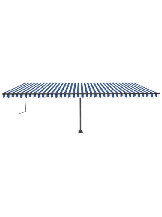 Ručně zatahovací markýza s LED světlem 600 x 300 cm modrobílá