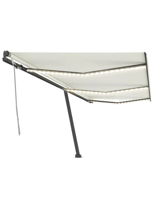 Ručně zatahovací markýza s LED světlem 600 x 300 cm krémová