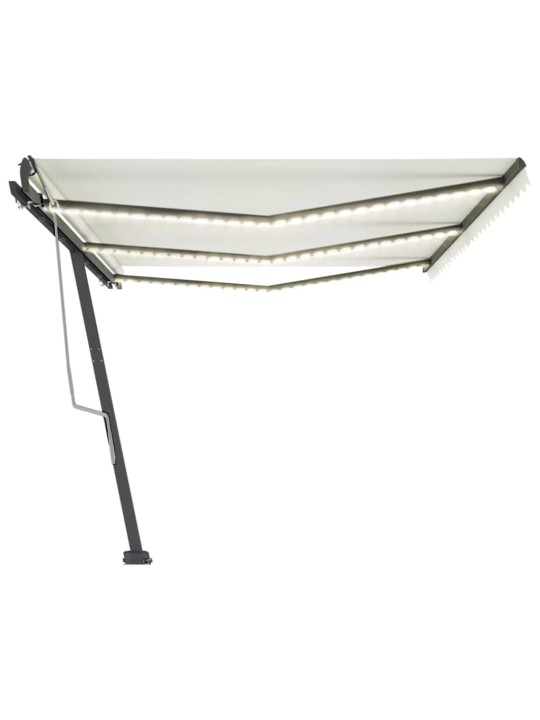 Ručně zatahovací markýza s LED světlem 600 x 300 cm krémová
