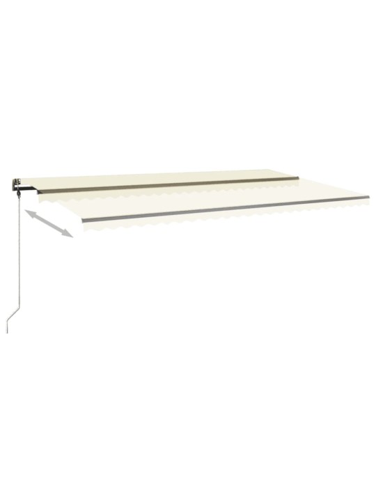 Ručně zatahovací markýza s LED světlem 600 x 300 cm krémová