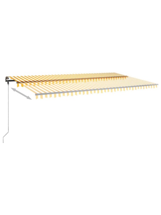 Ručně zatahovací markýza s LED světlem 600 x 300 cm žlutobílá