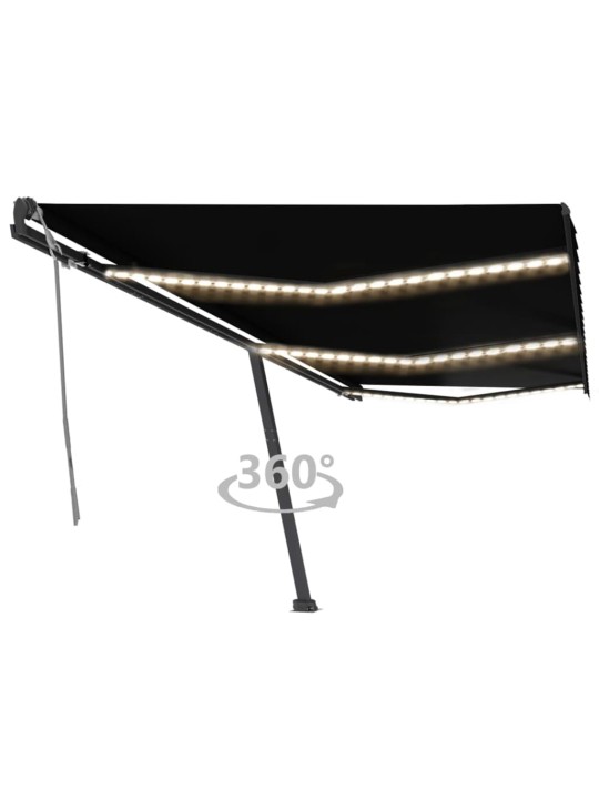 Ručně zatahovací markýza s LED světlem 600 x 300 cm antracitová